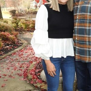 Black and white blouse